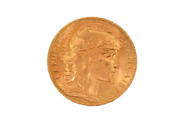 20 fr or 1907 poids 6,5 grs (non visible