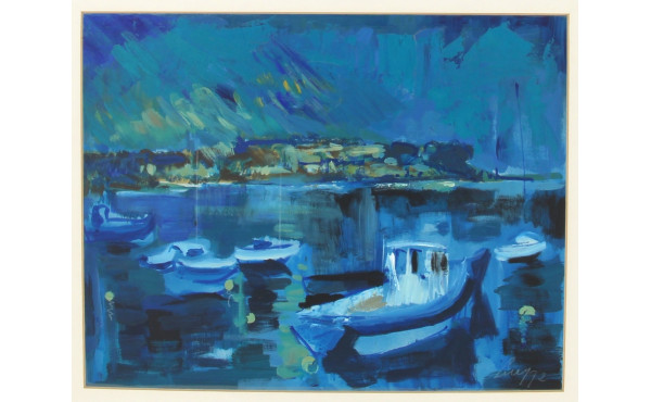 Ecole Française fin Xxème "Bateaux au mo