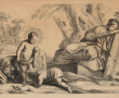 "Scène religieuse", gravure ancienne à l