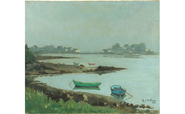 R.L. FEVRE (Xxème) "Barques au mouillage