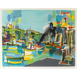 Jean CHEVOLLEAU (1924-1996) "Bateaux au 