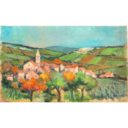Roger HAROT (1928-2003) "Paysage aux vig