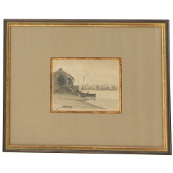 Ecole Française Xxème "Paysage à la barq