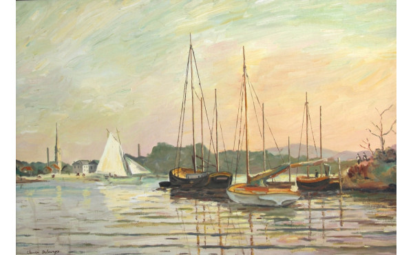 Claude DEBOURGES (Xxème) "Bateaux au mou