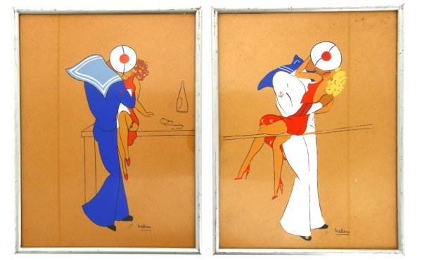 Ecole Française vers 1950 - "Marins en g