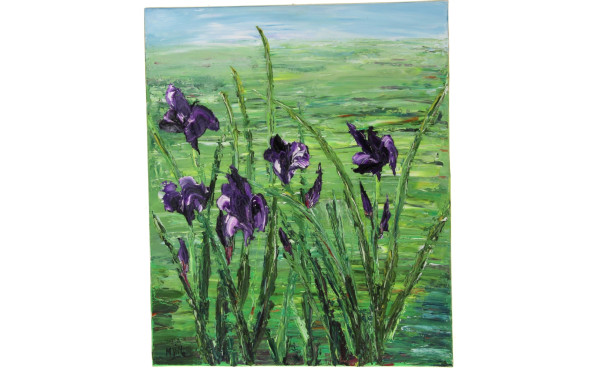 M.VILLA (Xxè-XXIè) "Les iris", huile sur