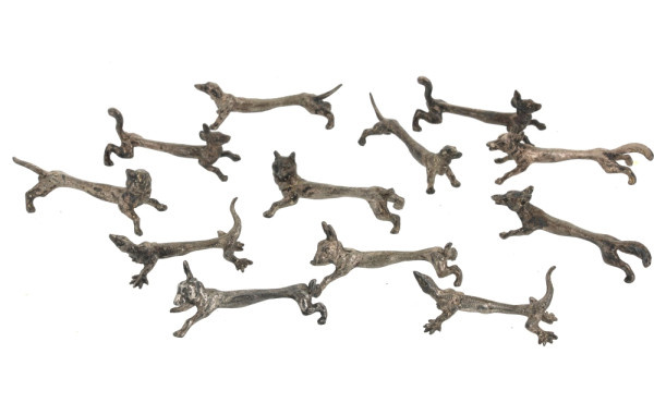 12 porte-couteaux animaliers en métal co