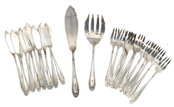 ORBRILLE - Service à poisson en métal ar