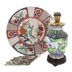 Lot comprenant un vase cloisonné (H 27 c