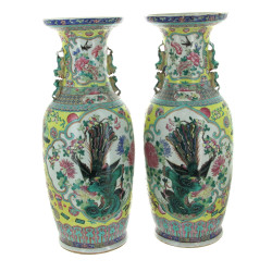 CHINE XIXème - Paire de grands vases bal