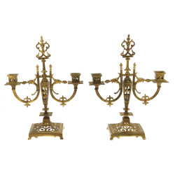 Paire de candélabres à deux bras de lumi