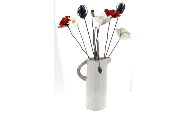 Bouquet de fleurs en métal peint, proven