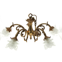 Suspension en bronze doré à 5 bras de lu