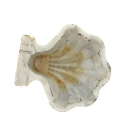 Bénitier coquille en marbre blanc, trava