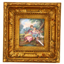 "Scène galante", miniature peinte à la m