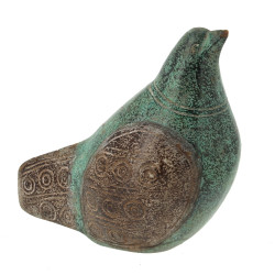 Pigeon décoratif en bois sculpté, patiné