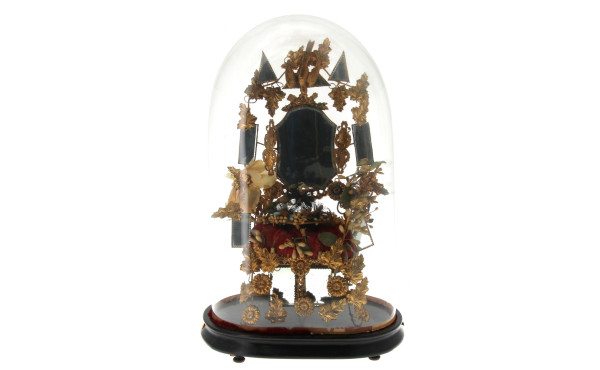 Globe de mariée ancien, garni, base en b