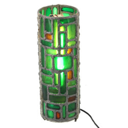 Lampe années 60/70 en vitrail, H 31,5 cm