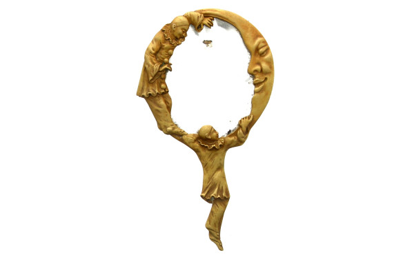 Face à main en laiton à décor de 2 Pierr