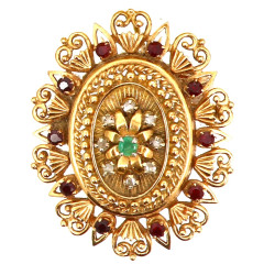 Broche-pendentif en or jaune 18 cts, poi