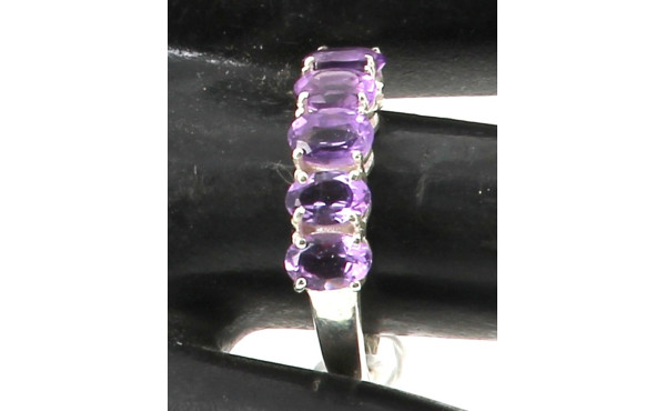 Bague jonc en argent 925ème sertie de 5 