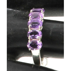 Bague jonc en argent 925ème sertie de 5 