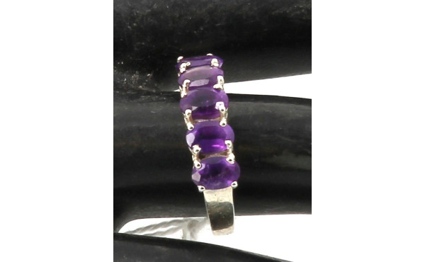 Bague jonc en argent 925ème sertie de 5 