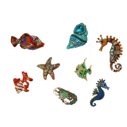 BROCHES FANTAISIE - Lot de 8 broches fan