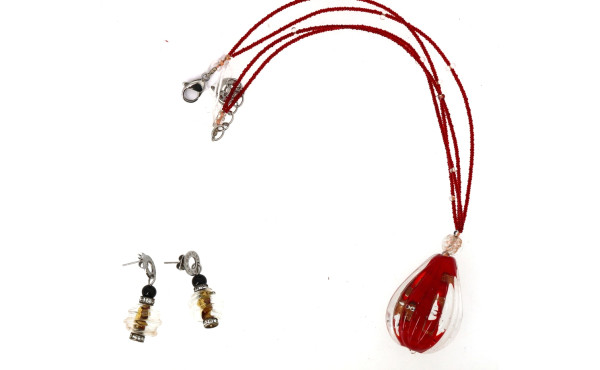 MURANO - Collier dans les tons rouges av