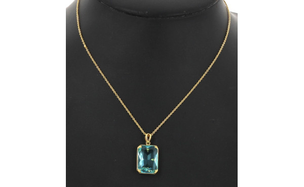 Pendentif en strass bleu et métal doré, 