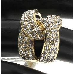 Bague fantaisie en métal et strass blanc