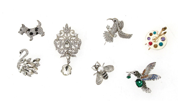 BROCHES FANTAISIE - Lot de 7 broches fan
