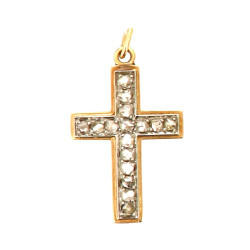 Pendentif croix ancien deux ors 18 cts s