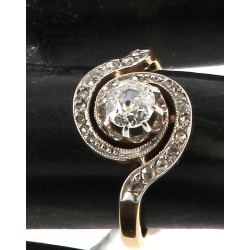Bague tourbillon ancienne en or 18 cts, 