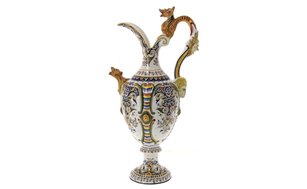 DESVRES - Grande aiguière en faïence pol