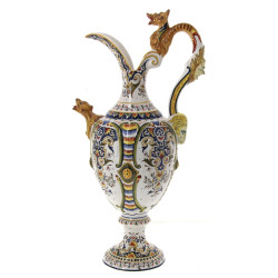 DESVRES - Grande aiguière en faïence pol