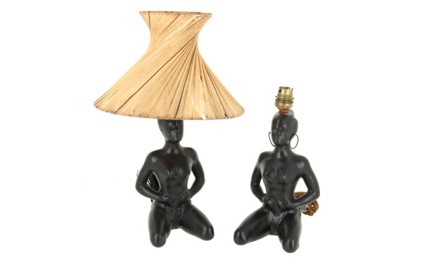 Paire de lampes années 50 en céramique n