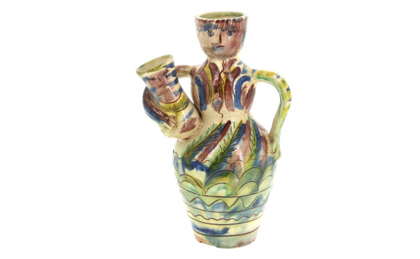 Vase à anses en céramique polychrome ant