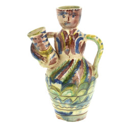 Vase à anses en céramique polychrome ant