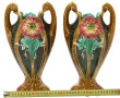 Paire de vases en barbotine à décor flor