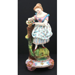 "Jeune fille aux oiseaux", sujet en bisc