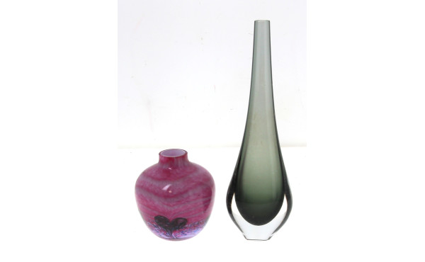 Vase Sommerso en verre de Murano fumé et