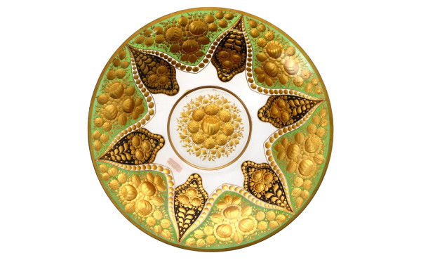 Coupe à fruits en cristal taillé et doré