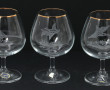 6 verres à cognac gravés de canards, fai