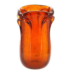 Vase ambré en verre bullé, H 26 cm