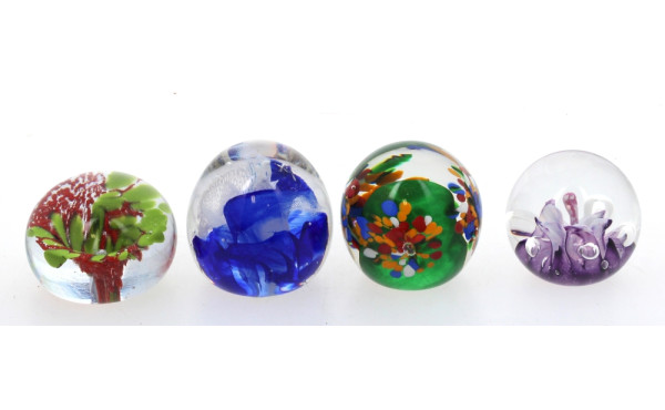 Lot de 4 presse-papier en verre coloré d