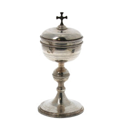 Ciboire en métal argenté intérieur doré 