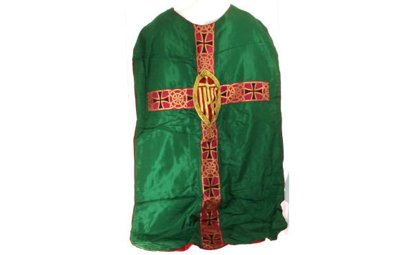Chasuble lie de vin et vert 1ere moitié 