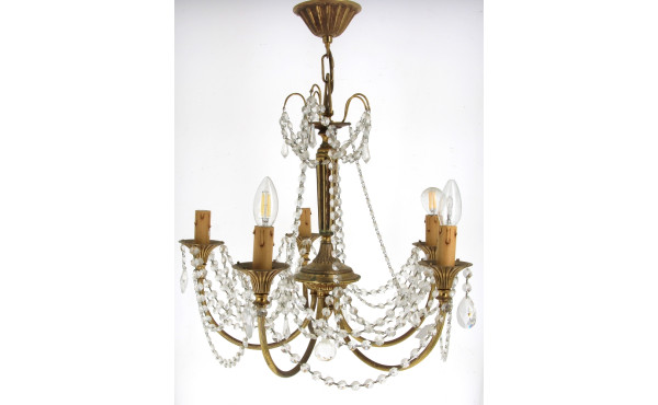 Suspension en laiton et pampilles 5 bras