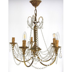 Suspension en laiton et pampilles 5 bras